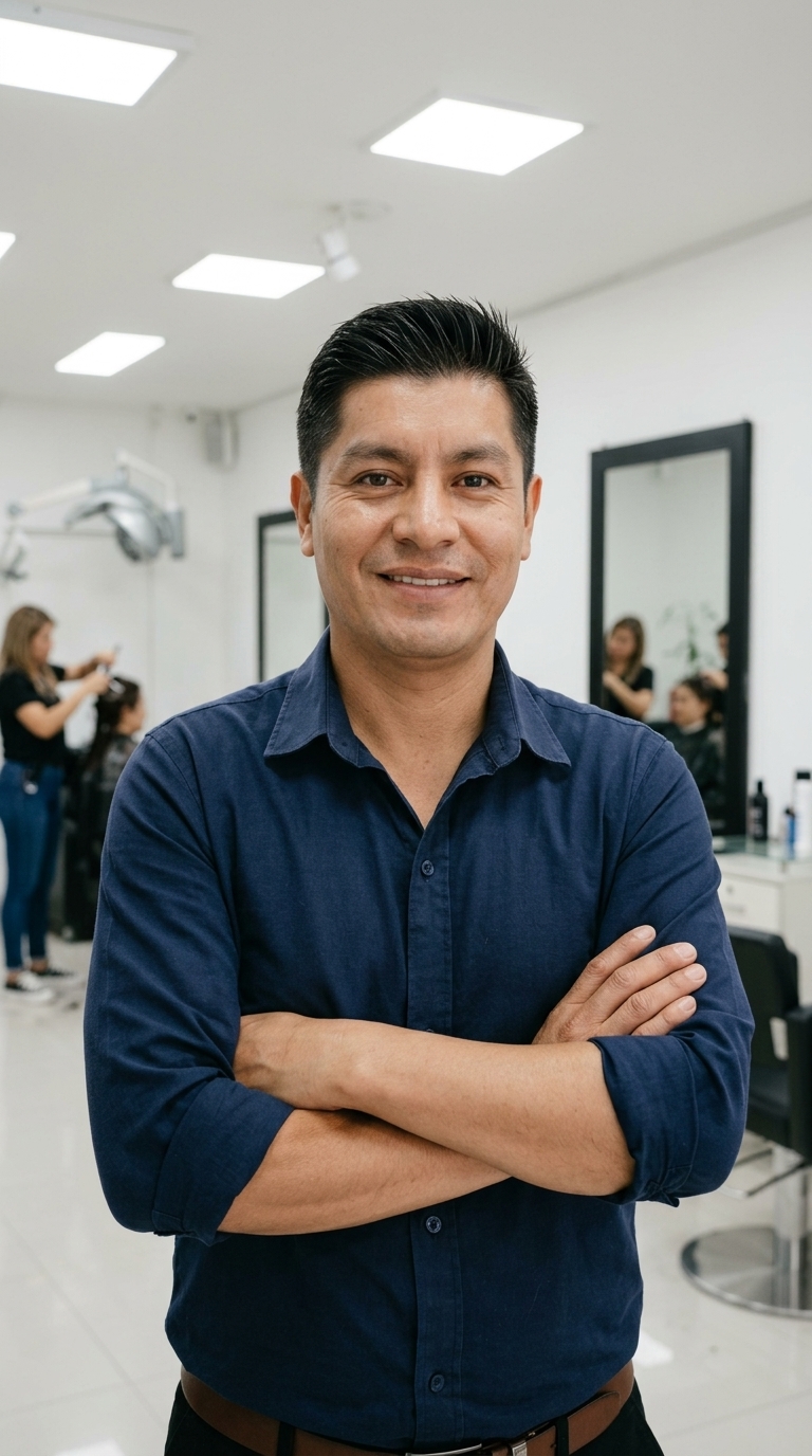 Fundador de Mullert Salon en el interior del establecimiento